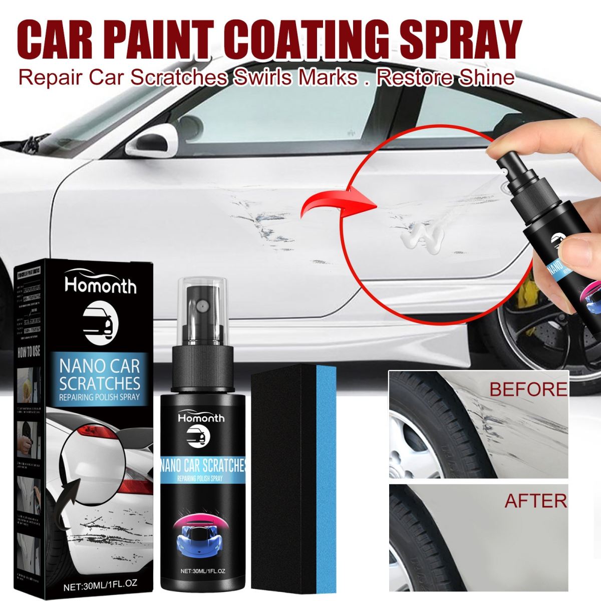 Scratch-care Spray For Car Scratch Restoration And Cleaning