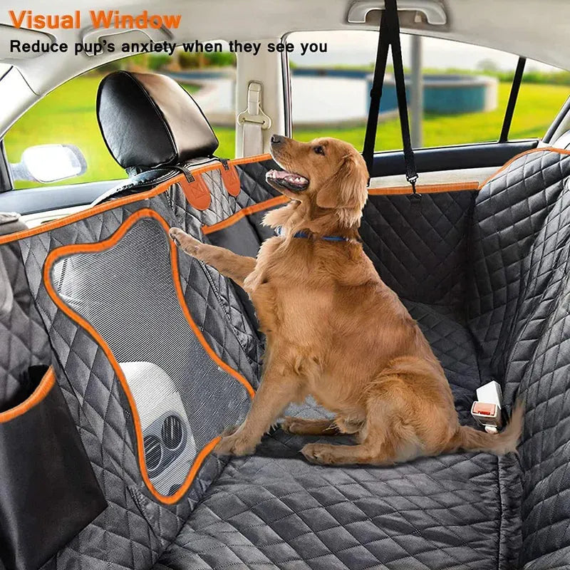 Universal Waterproof Pet Car Seat Cover for Back Seat with Mesh Window, Double-Layer Thickening, Anti-Dirty