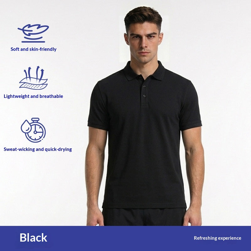 Solid-color Lapel Sports T-shirt For Running And Fitness