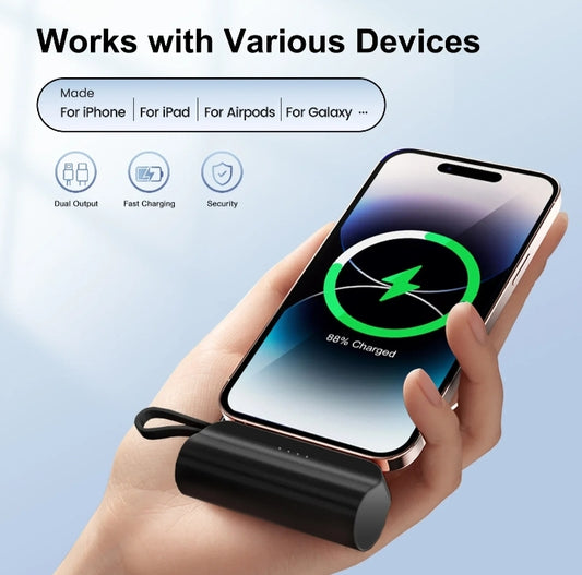Mini Portable Power Bank Capsule Fast Charging Pocket Size Emergency Battery
