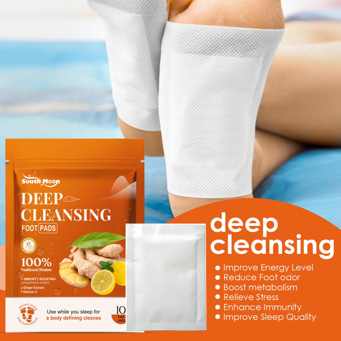 South Moon Ginger Deep Cleansing Pad, Ease, Relax And Improve Sleep Quality Foot Care Patch