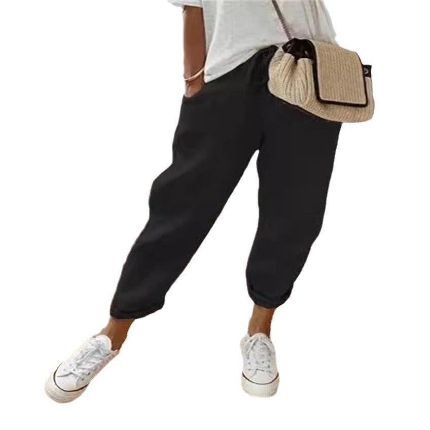 Women's Fashion Cotton Linen Solid Color Casual Pants