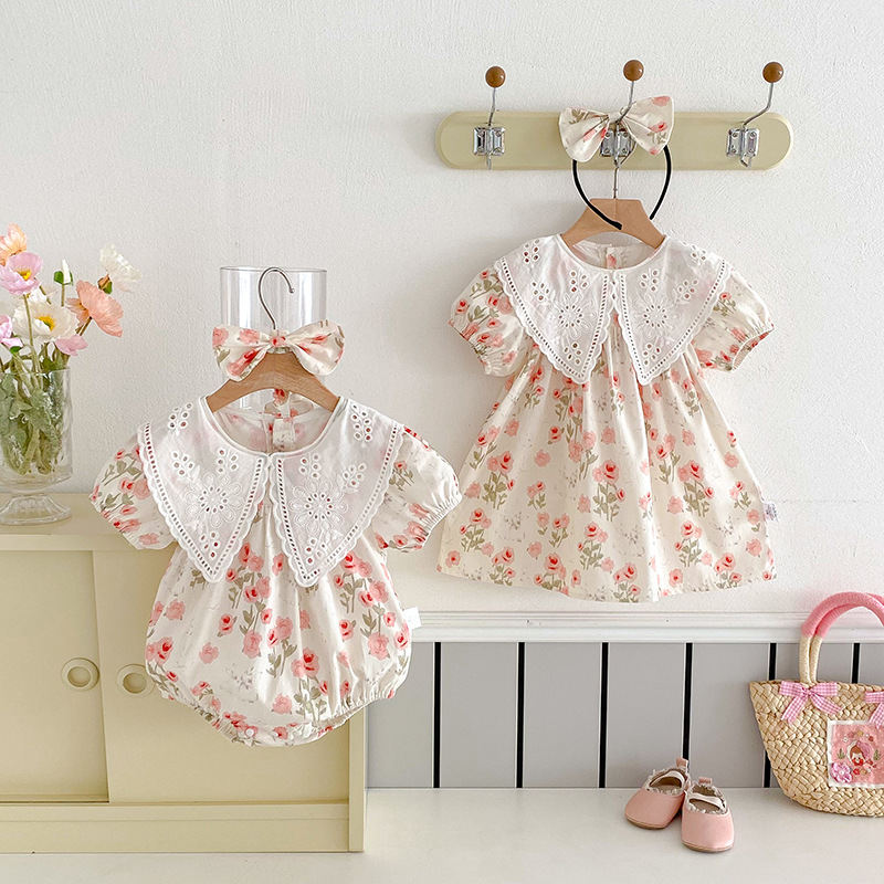 Girls Korean-style Short-sleeve Dress Romper