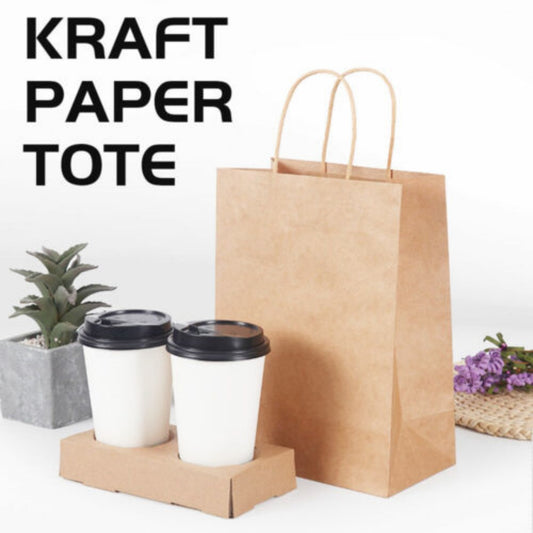 Kraft Paper Bags 50 X Bulk Gift Shopping Carry Craft Brown Bag With Handles AU