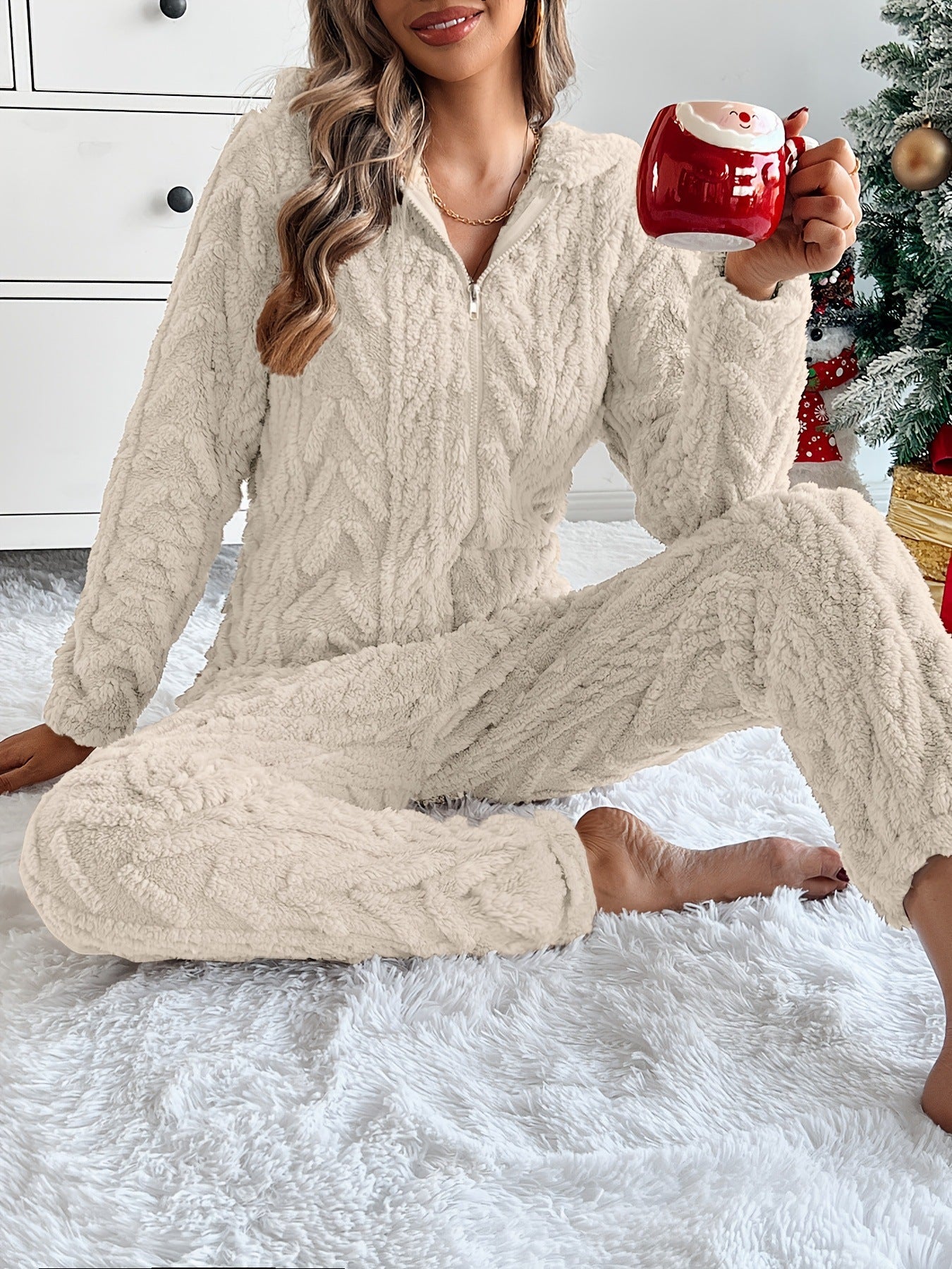 Loose Jacquard Warm Suit Warm Home Clothes