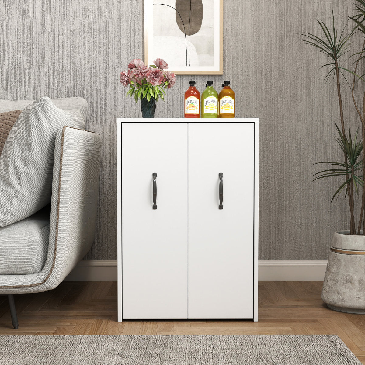 3 Tier Wooden Floor Standing Bookcase,Slide Out Drawer Storage Bookcase File Cabinet,Pull Out Mobile With Door Dustproof File Cabinet,Office Bedroom Living Room Hidden Storage Cabinet With Wheels