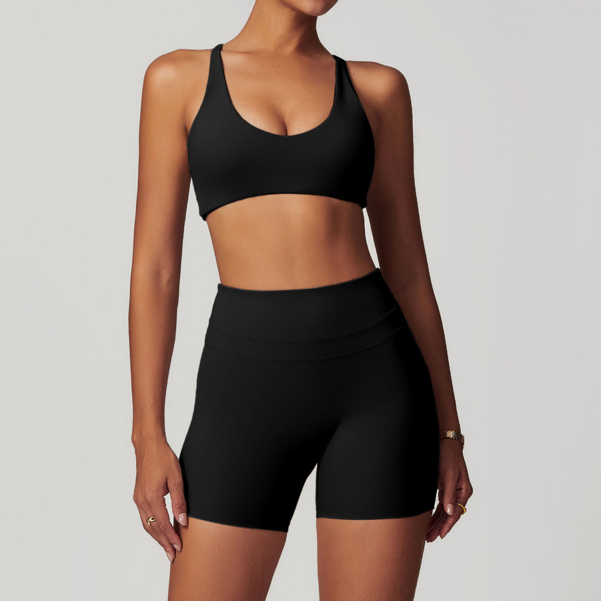 Women's Solid Color Sanding Tight Back Yoga Suit