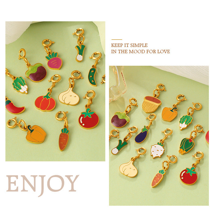 Country-style Cute Vegetable Series Jewelry Clasp Pendant Stainless Steel DIY Bracelet And Necklace Accessories