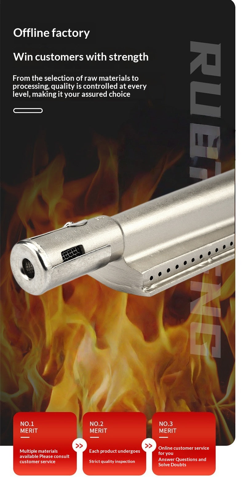 Stainless Steel Outdoor Barbecue Flame-Bar Heating Furnace Tube