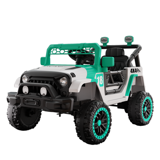 12V Ride On Car With Parent Remote Control, Toddler Electric Car With Spring Suspension, LED Lights & Music Player - Safe Battery Toy For Kids, Christmas & Birthday Gift  WIGHT GREEN