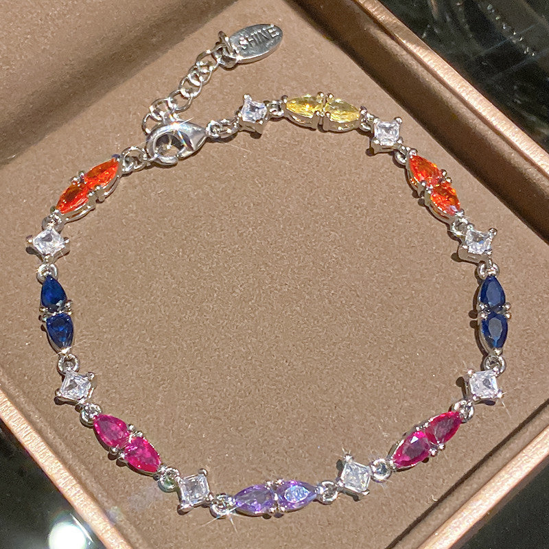 Ins Style Korean Rhombus Zirconia Bracelet Minimalist Ethereal Bangle Chic Fashion Hand Jewelry