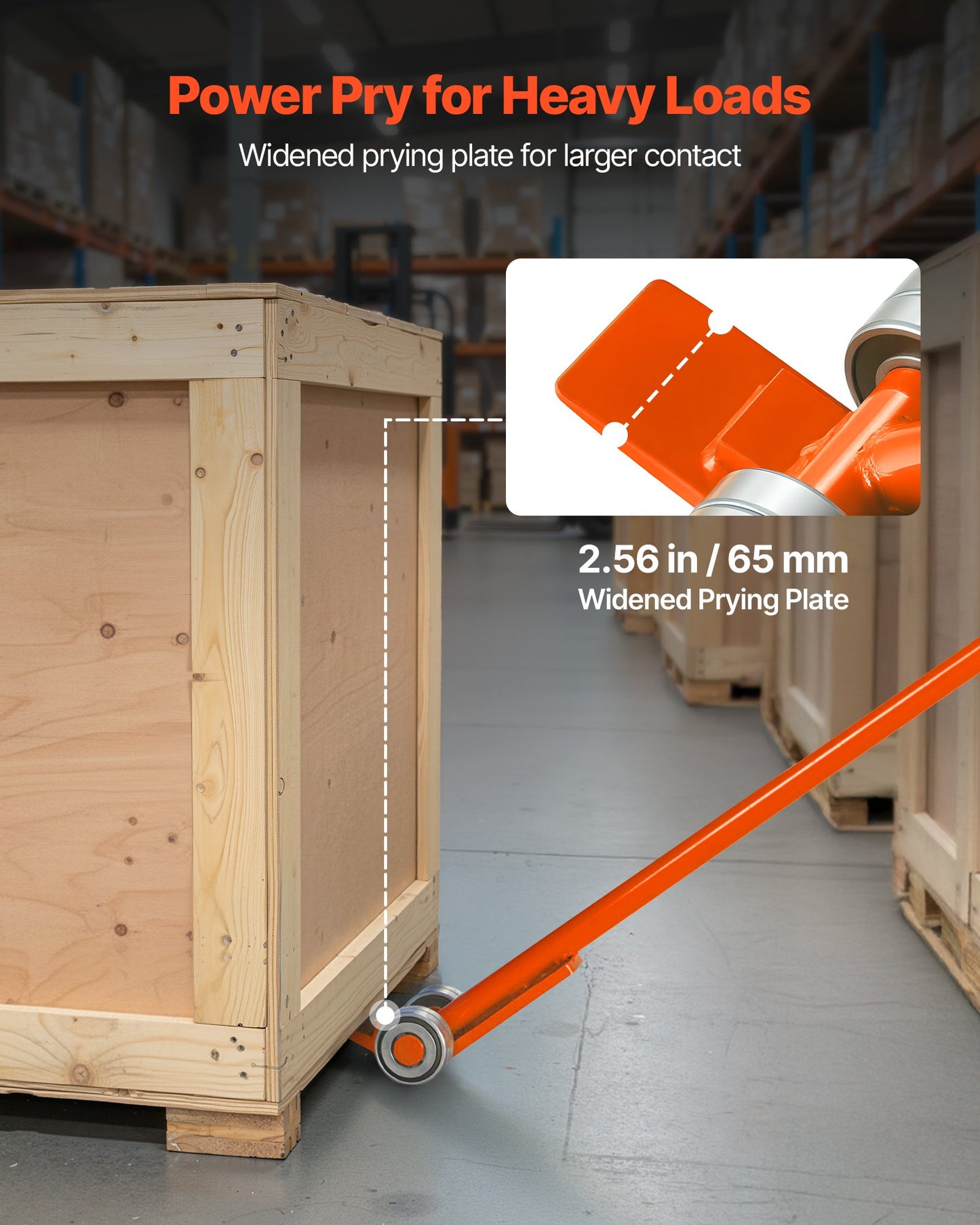 Prylever Bar, 6600 Lbs Weight Capacity, 56 Inch Carbon Steel Handle Lever Dolly, Pry Lever Bar With Wheels For Large Pallets, Heavy Items, Concrete Blocks, Heavy Duty Equipment Handling