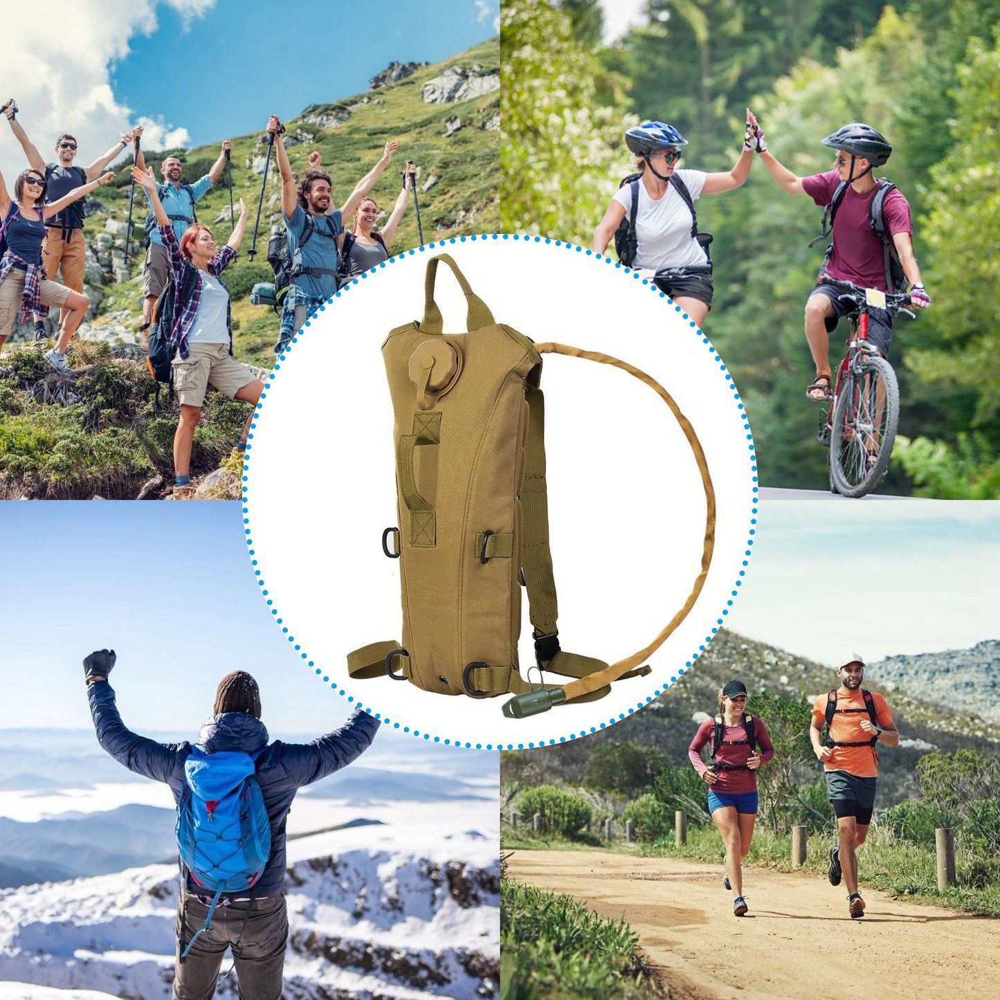1Pc 3L Tactical Hydration Pack  Water Bladder Adjustable Water Drink Backpack For Hiking Cycling Climbing Running