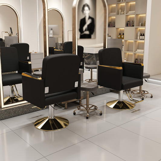 Hydraulic Salon Chair 360  Swivel - Professional Barber Stylist Chair With Pump  Non-Tilting Hairdressing Chair For Salon Tattoo Spa  Black Gold Stylist Equipment  Single Pack