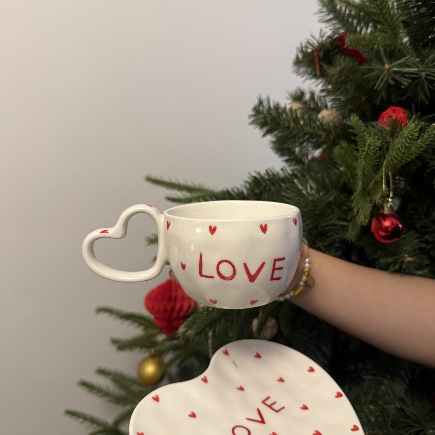 Korean-style Instagram-inspired Hand-painted Ceramic Heart Mug
