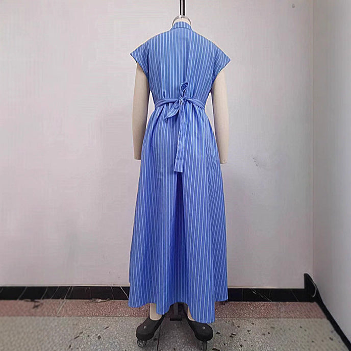 Retro Womens Fashion Striped Short-sleeve Dress