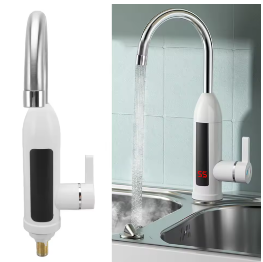 3000W Instant Water Heater Faucet 360 Degree Rotatable Water Pipe IPX4 ABS Tankless Stainless Steel Kitchen Heating Tap For Home