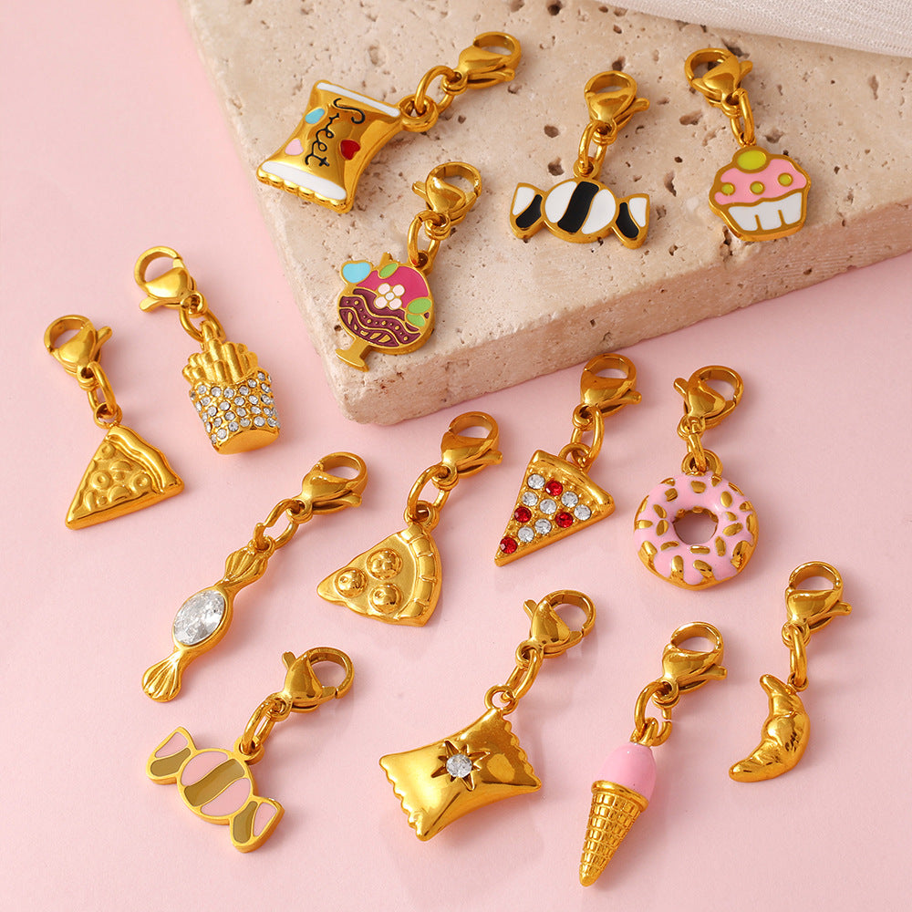 Cute And Sweet Style Pizza Candy Food Series Lobster-shaped Pendant For DIY Bracelet Or Necklace, Exquisite Accessories