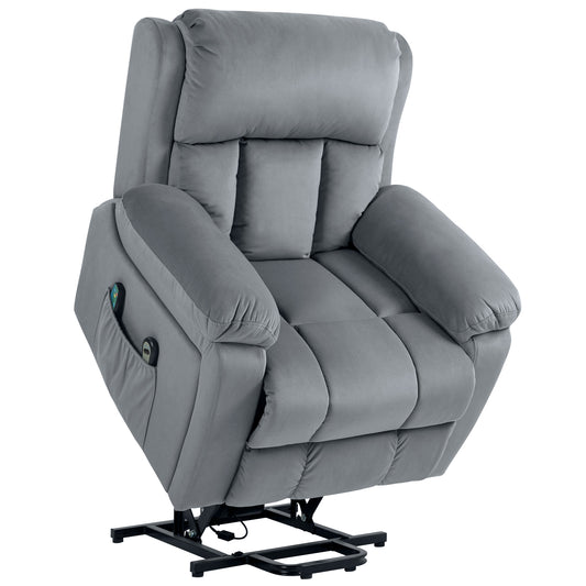 Eight-Point Massage Lift Chair, With Remote - Grey
