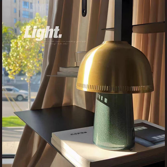 Bedroom Bedside Ceramic Mushroom Mid Century Style Decor Portable Rechargeable Table Lamp