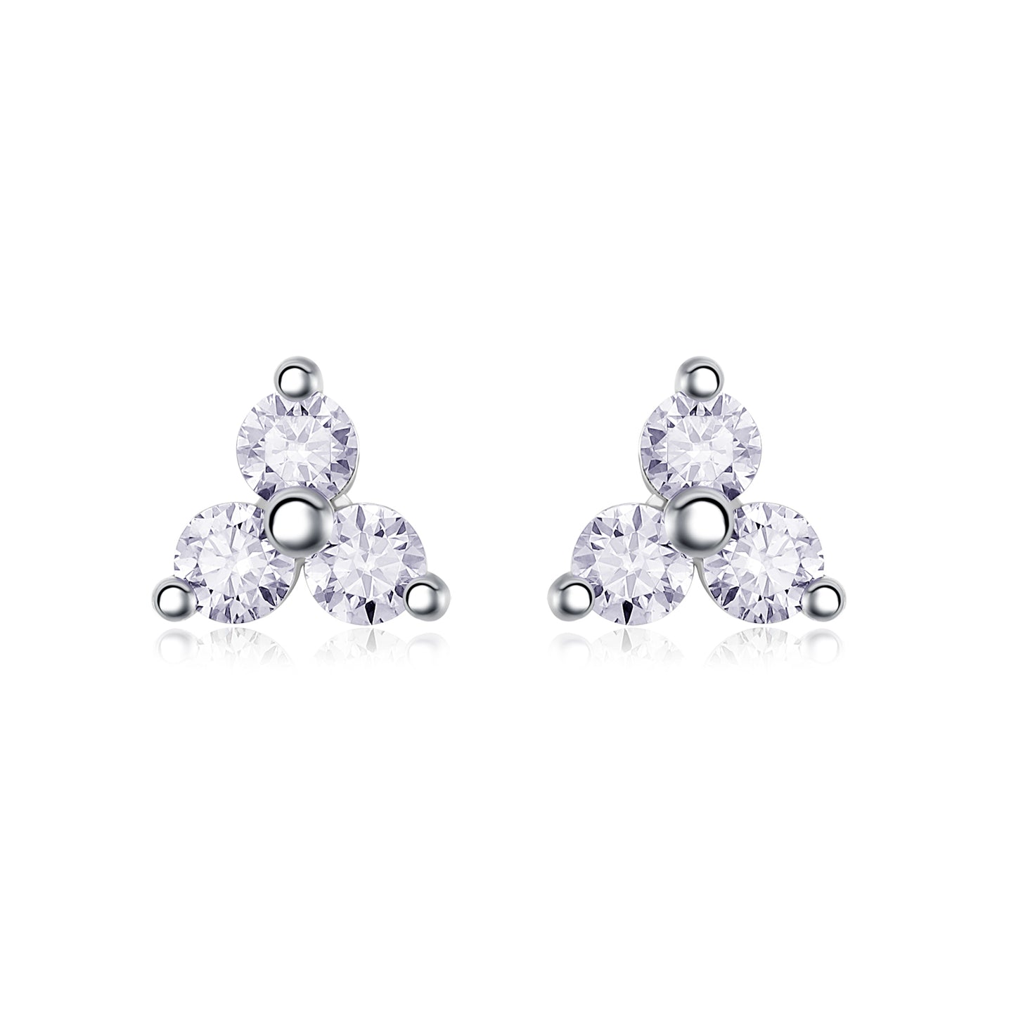 S925 Sterling Silver Trinity Stud Earrings, 0.6ct D-VVS1 Moissanite, Platinum Plated 1.2g Women's Minimalist Jewelry Gift Box