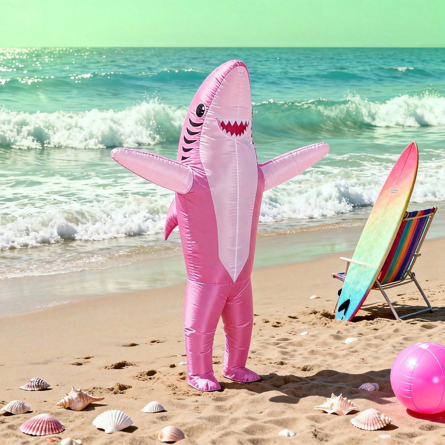 Perfect Valentine Gift, Shark Inflatable Costume, Adult Blow Up Halloween Party Outfit, Funny Group Cosplay For Birthday And Sporting Events