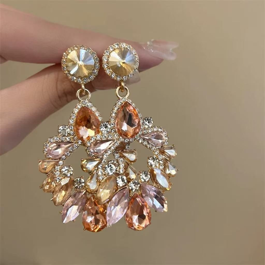 Luxury Fringe Drop Earrings Women 925 Silver Pin Crystal Tassel High End Fashion Jewelry
