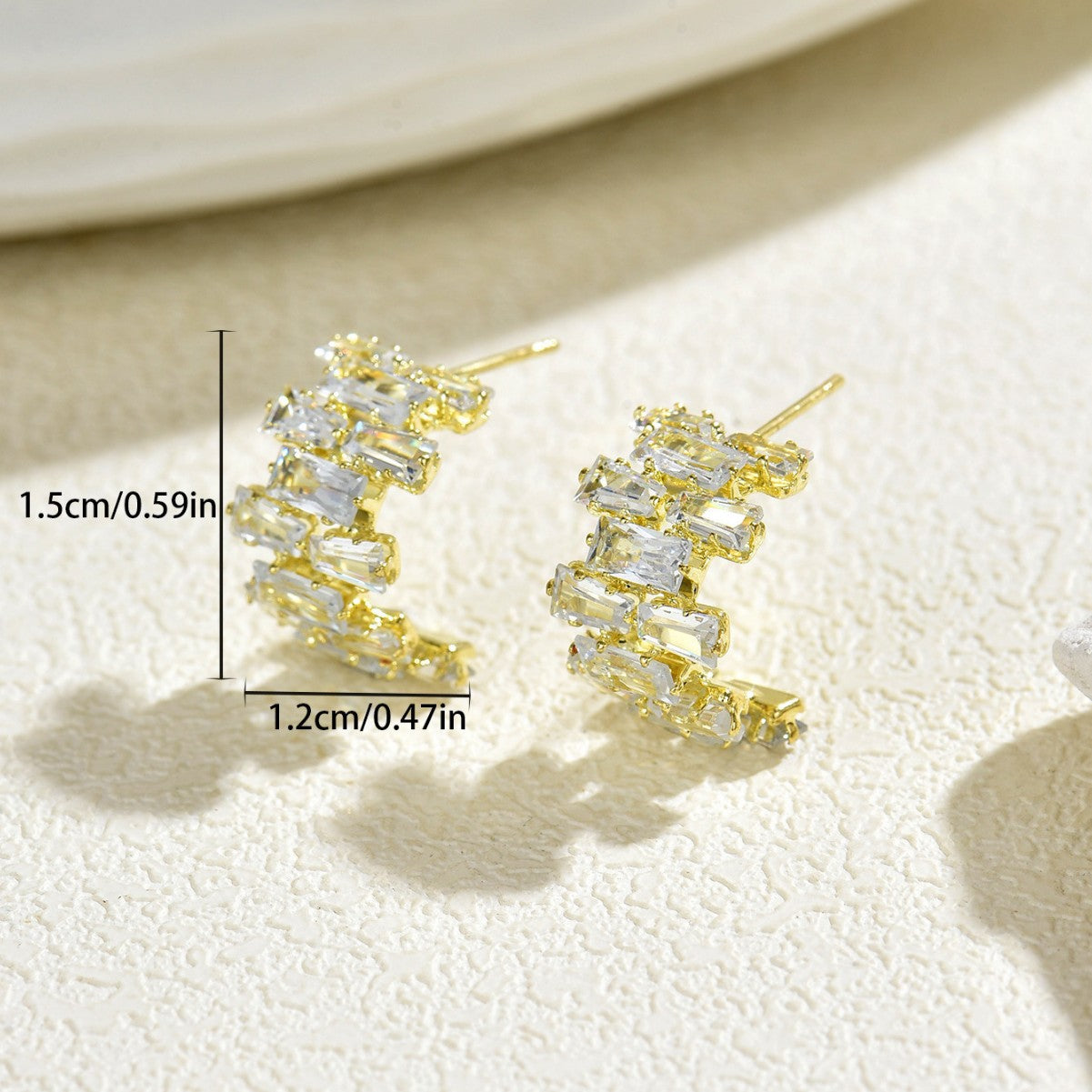 Cross-Border Japanese Korean Style Jewelry, Light Luxury Double C Earrings Inlaid Cubic Zirconia, Versatile Niche Stud Ear Jewelry For Women