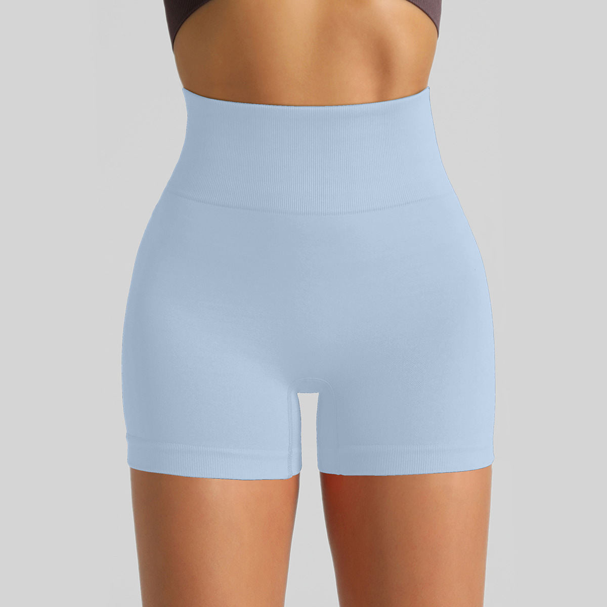 Women's Seamless Knit Yoga Shorts, High Waist Lifting Scrunch Butt Tight Workout Running Sports Shorts