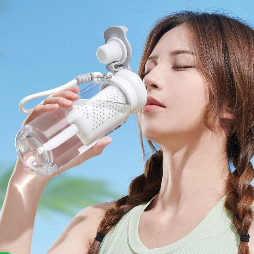 Portable Dual-use Straw Cup With Tea Compartment