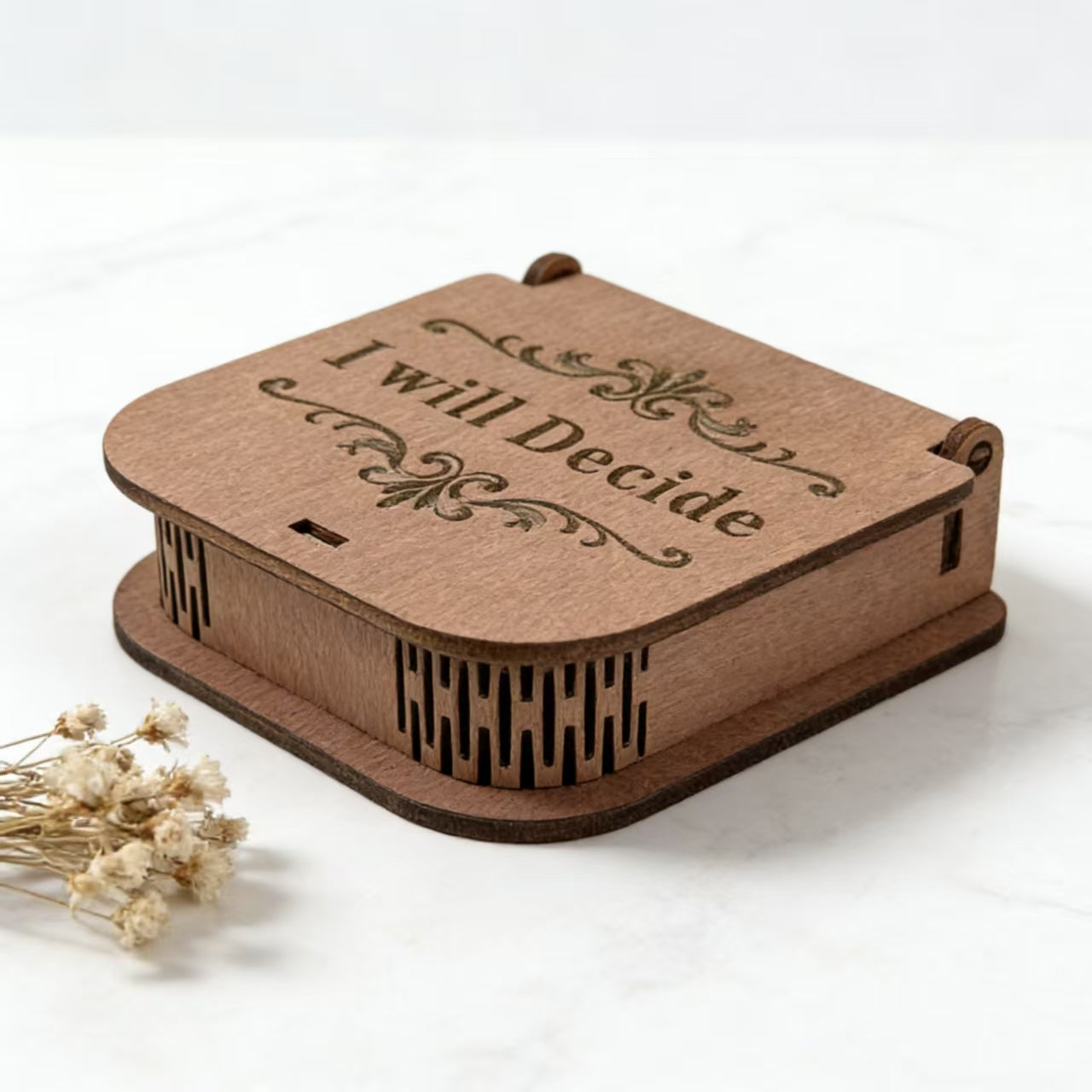 Creative Gift Decision Coin, Retro Square Wooden Decision Maker, Custom Solid Wood Gift Box, Desktop Ornament