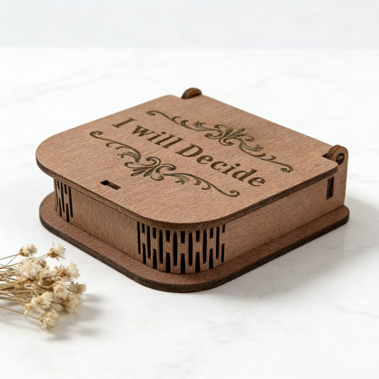 Creative Gift Decision Coin, Retro Square Wooden Decision Maker, Custom Solid Wood Gift Box, Desktop Ornament