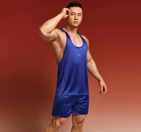Midnight American-Silk Solid-Color Fitness Sports Tank Top