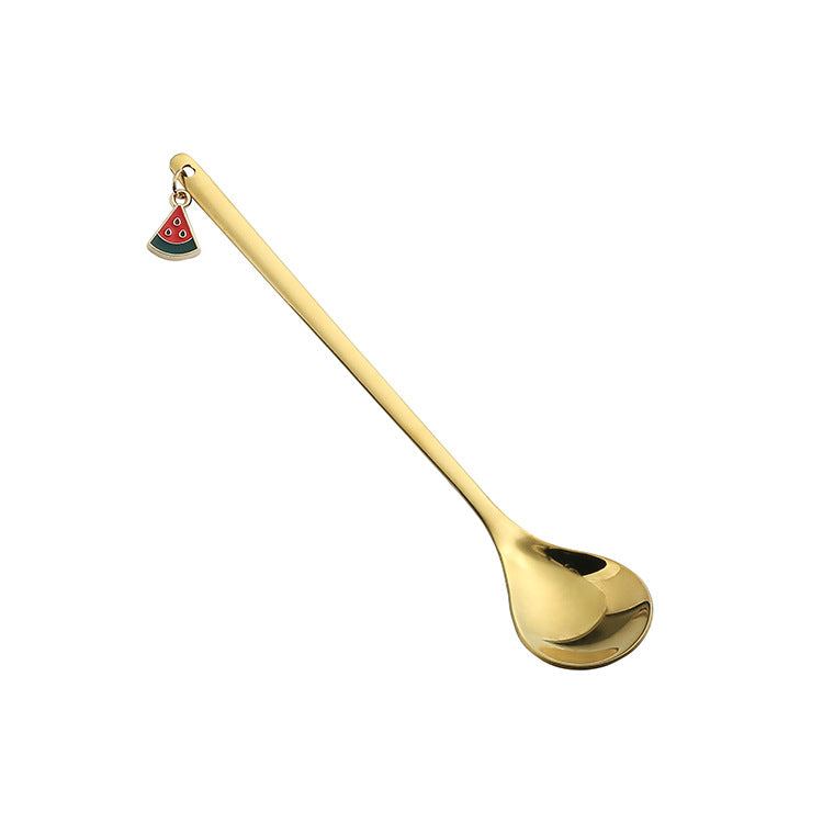 Stainless Steel Cute Strawberry Pendant Dessert Spoon Fruit Fork Coffee Spoon Gift Box