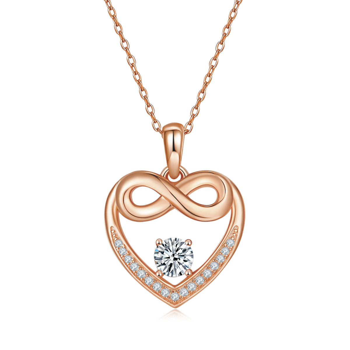 4.8g S925 Sterling Silver 5mm Moissanite Infinity Heart Necklace 45cm  17 Stones Pendant With GRA, Platinum Plated Jewelry Gift Box Set For Women