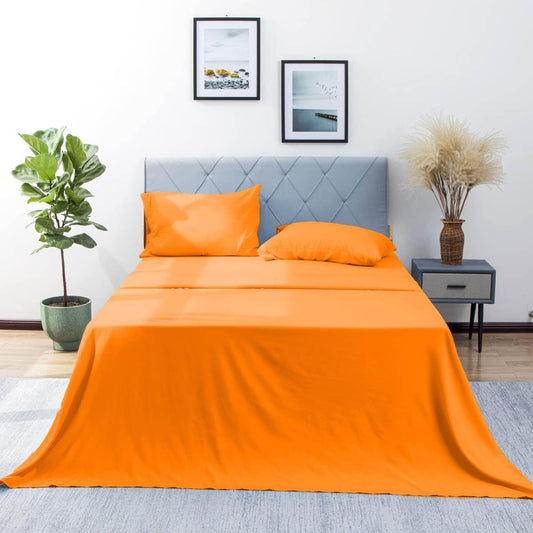 California King Sheet Set 4 Pieces Soft California King Size Sheets Cooling & Breathable Hotel-Quality Easy Care Polyester Microfiber Bedding For Women, Men,Black Blue Orange White  Black
