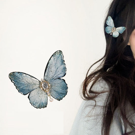 Retro Ice Gray-blue Butterfly Hair Clip Headpiece