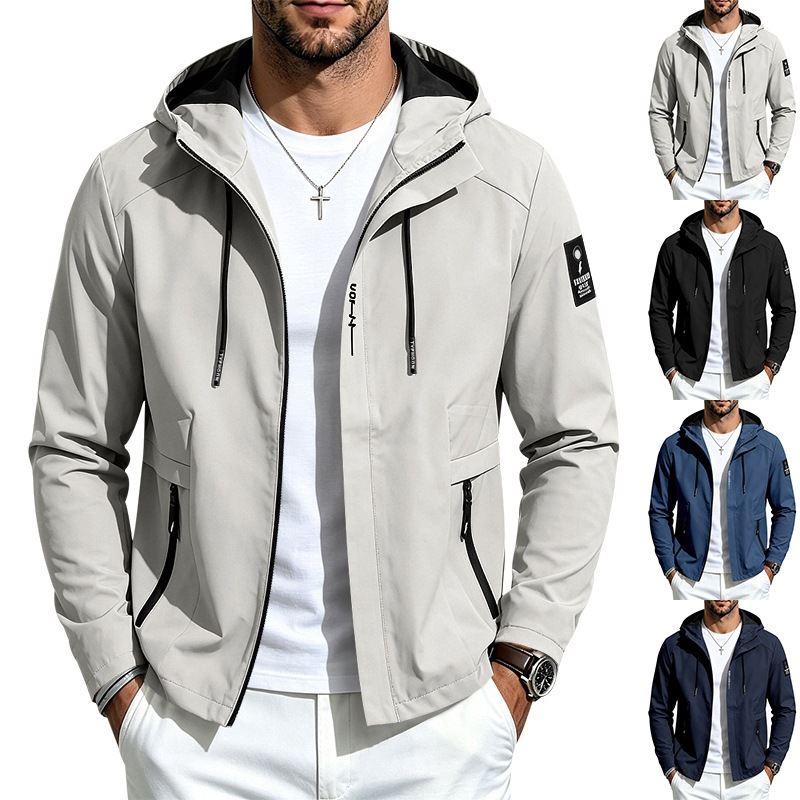 Mens Lightweight Loose-fit Outdoor Sports Hooded Jacket