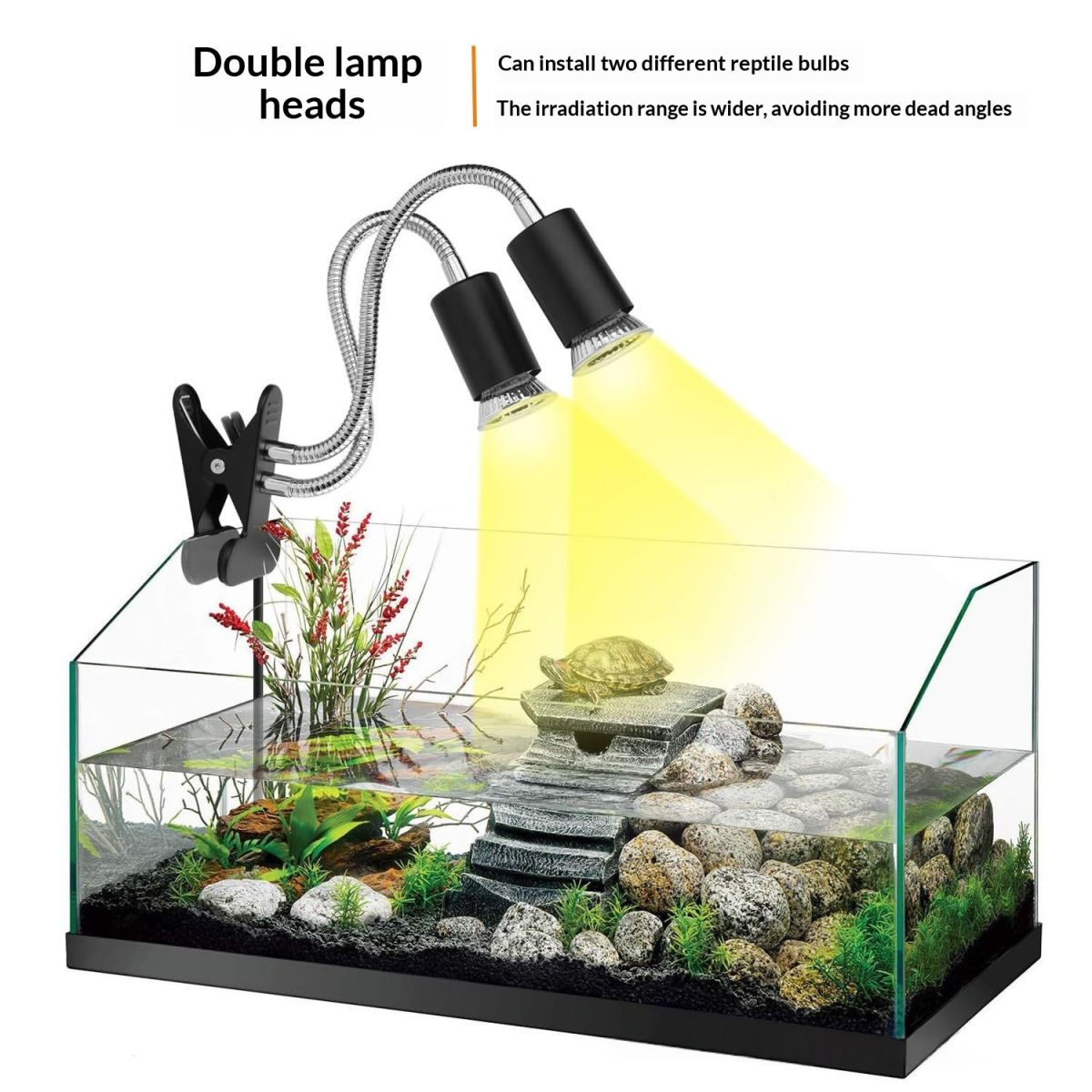Pet Light Box Glass Terrarium Lamp Shade Sun Lamp Turtle Suction-Cup Tank Reptile Light Bracket Tank Clip