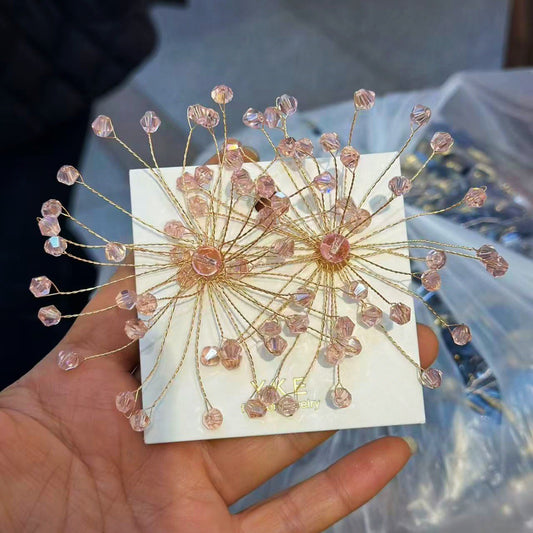 New Exquisite Korean-style Bridal Statement Crystal Earrings