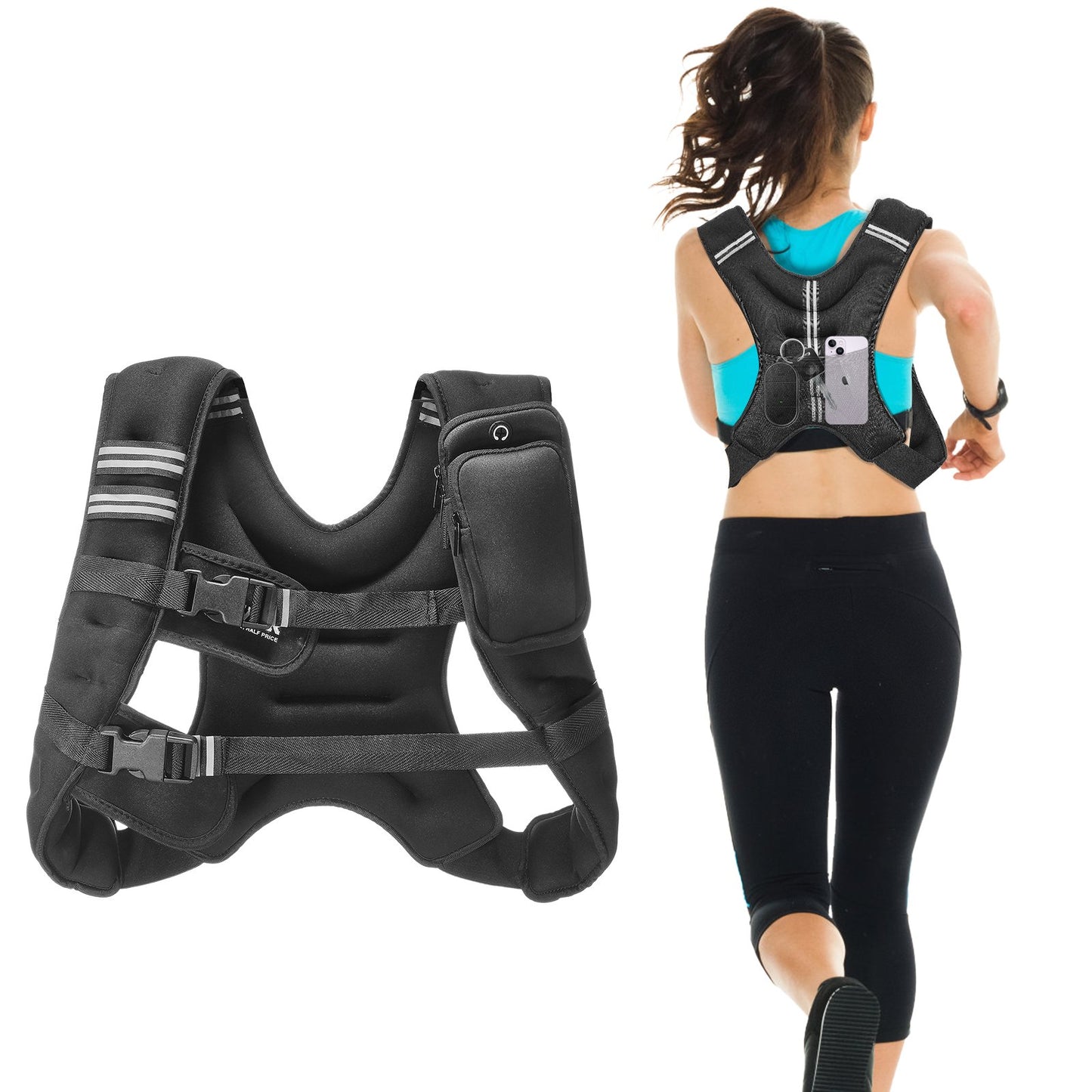 Gewichtsweste 5,4 Kg Mit Reflektierendem Streifen, Verstellbare Schnalle, Körpergewichtsweste Für Männer Und Frauen, Trainingsgerät Für Krafttraining Laufen Joggen Fitness Gewichtsverlust