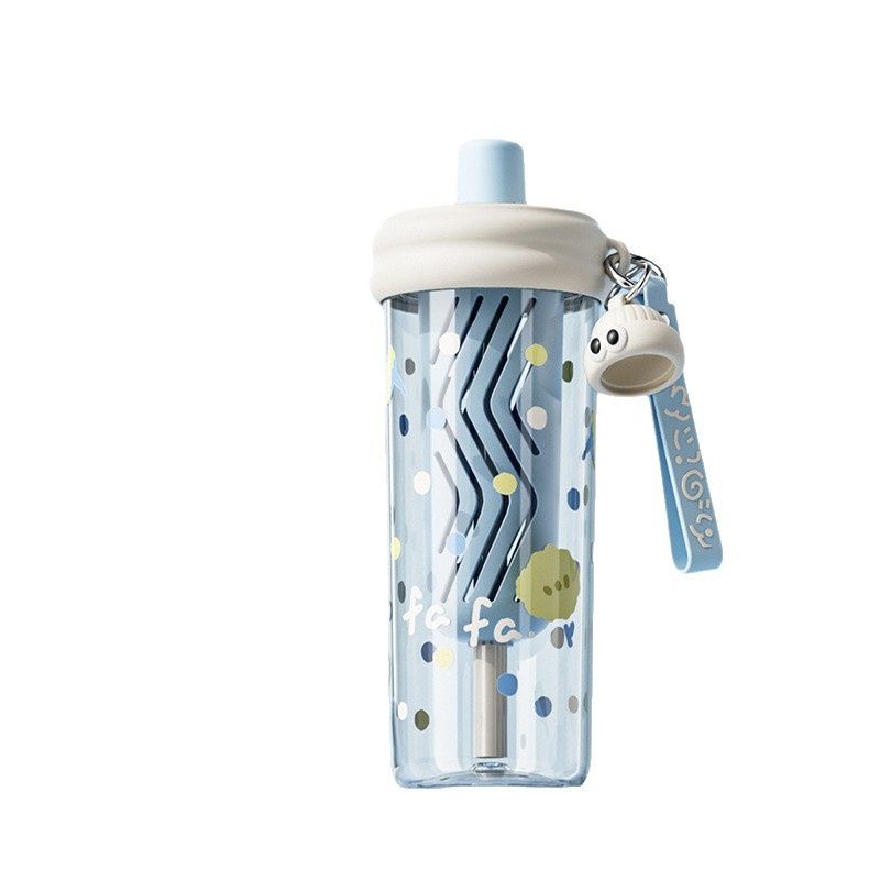 Tritan Straw Plastic Cup Portable Water Bottle With A Carrying Strap And A Cute Tea Infuser
