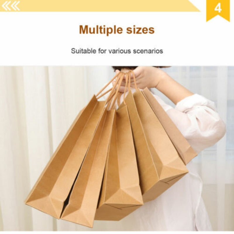 Kraft Paper Bags 50 X Bulk Gift Shopping Carry Craft Brown Bag With Handles AU