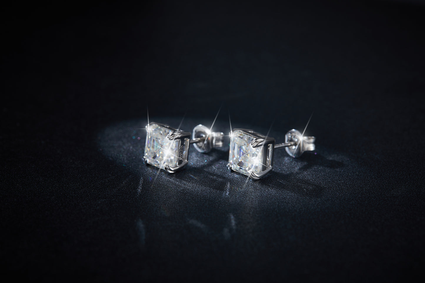 S925 Sterling Silver 6x8mm Emerald Cut Moissanite Stud Earrings  Octagon Solitaire With GRA Certificate Platinum Plated Jewelry Gift Box Set For Women & Men