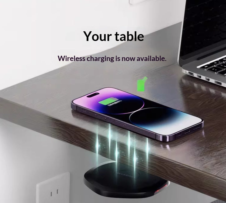Universal Long-Range Wireless Under-Desk Hidden Charging Dock