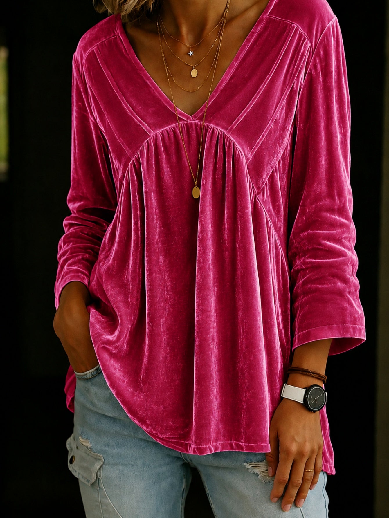 Casual Fashion Plain-color Loose-fitting T-shirt