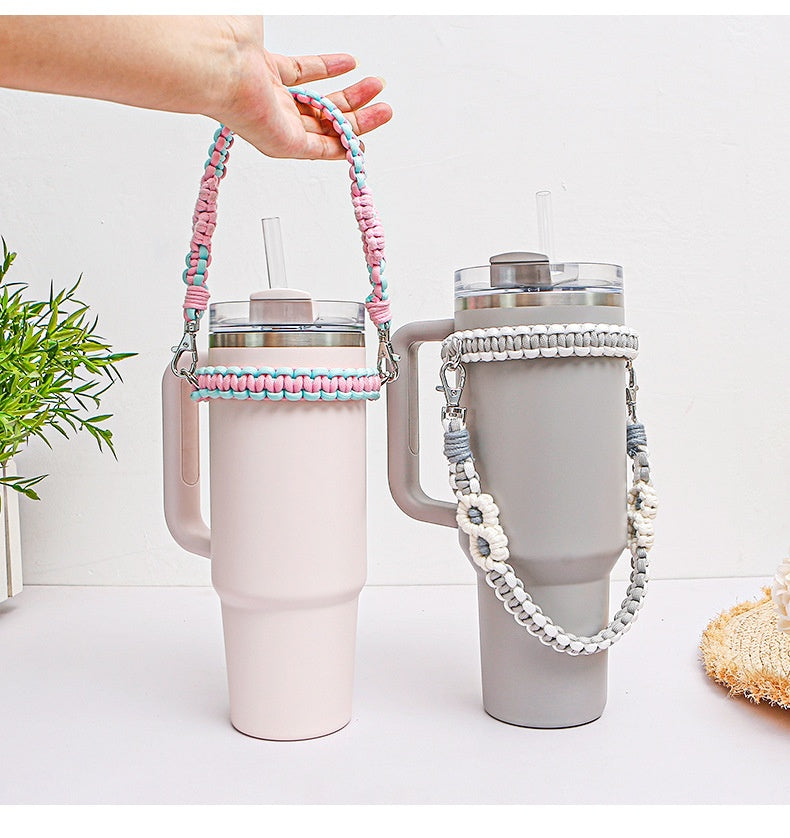 Handmade Knitted Belt Food Grade Silicone Ring Cup Sleeve