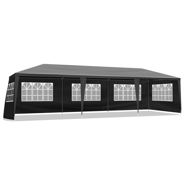 10'x30' Outdoor Party Tent With 8 Removable Sidewalls, Waterproof Canopy Patio Wedding Gazebo Black