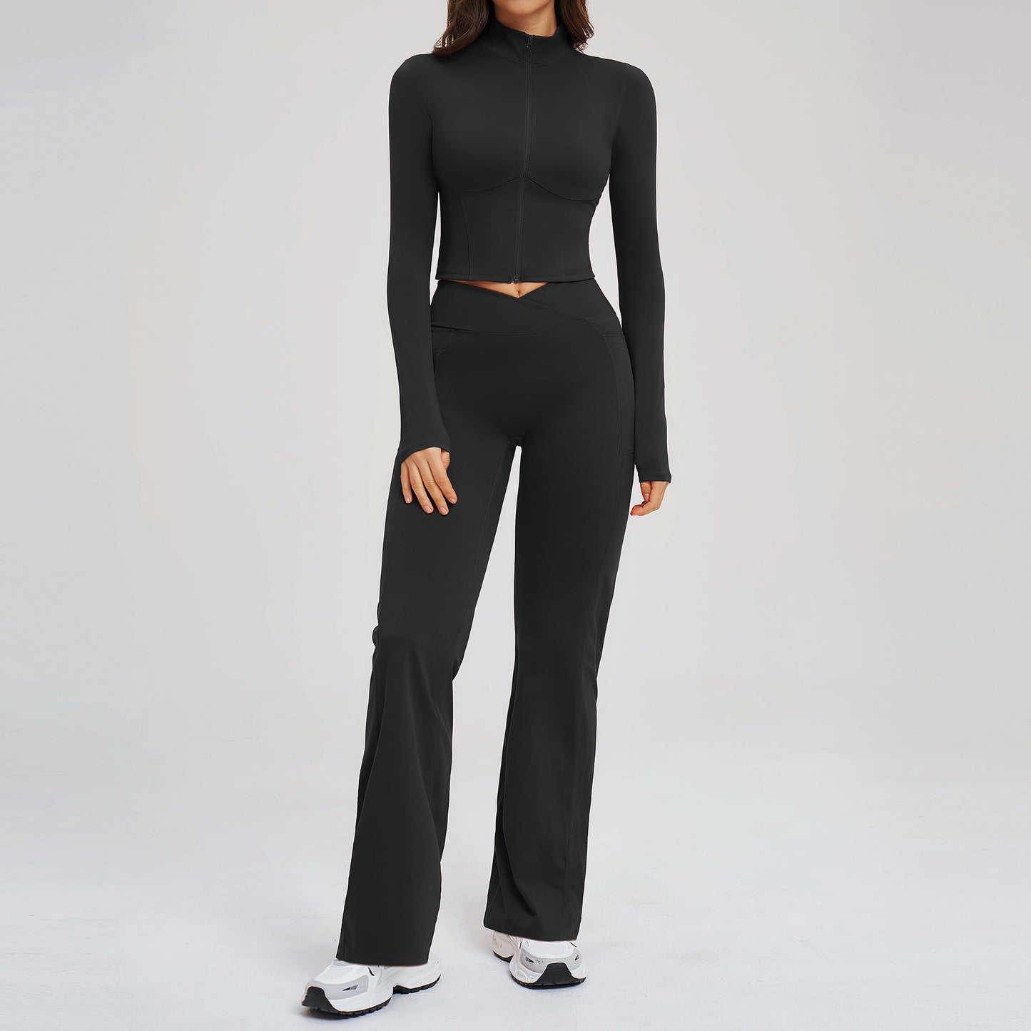 Women's Fitness Apparel Sheer Feel With Zipper