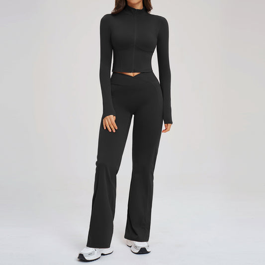 Women's Fitness Apparel Sheer Feel With Zipper